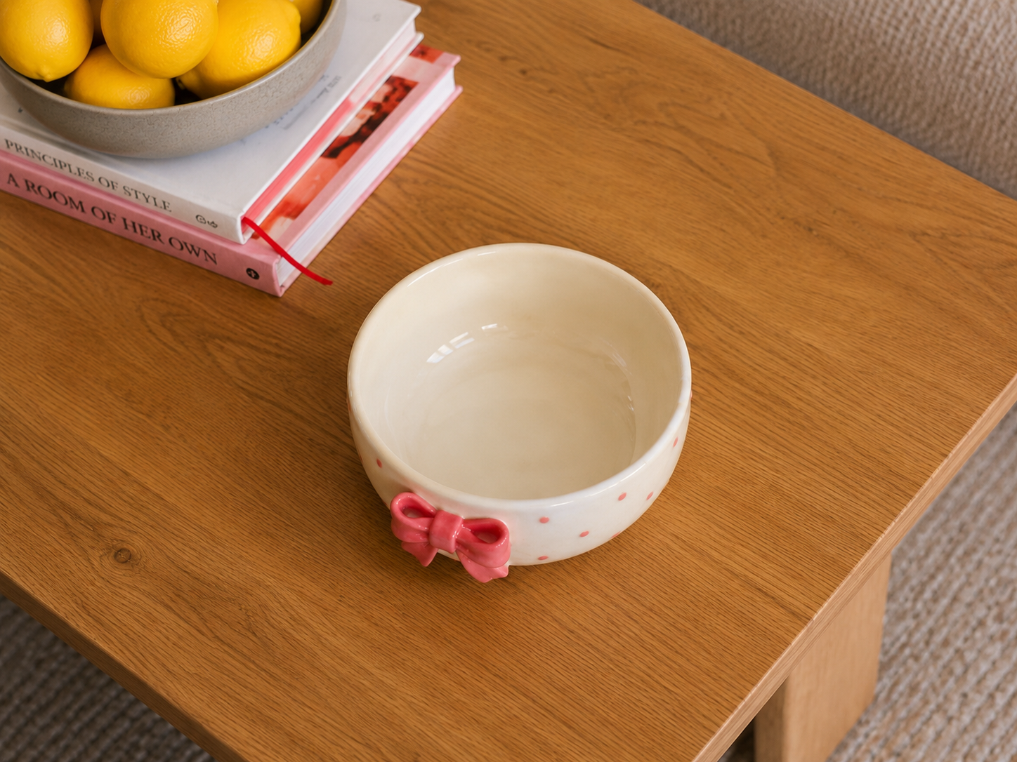 Pink Bow Ceramic Bowl