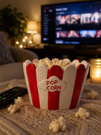 Popcorn Bowl Ceramic Snack Bowl - Movie Night edition