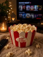 Popcorn Bowl Ceramic Snack Bowl - Movie Night edition