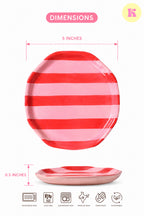 Red & Pink Stripe Ceramic Cookie Platter