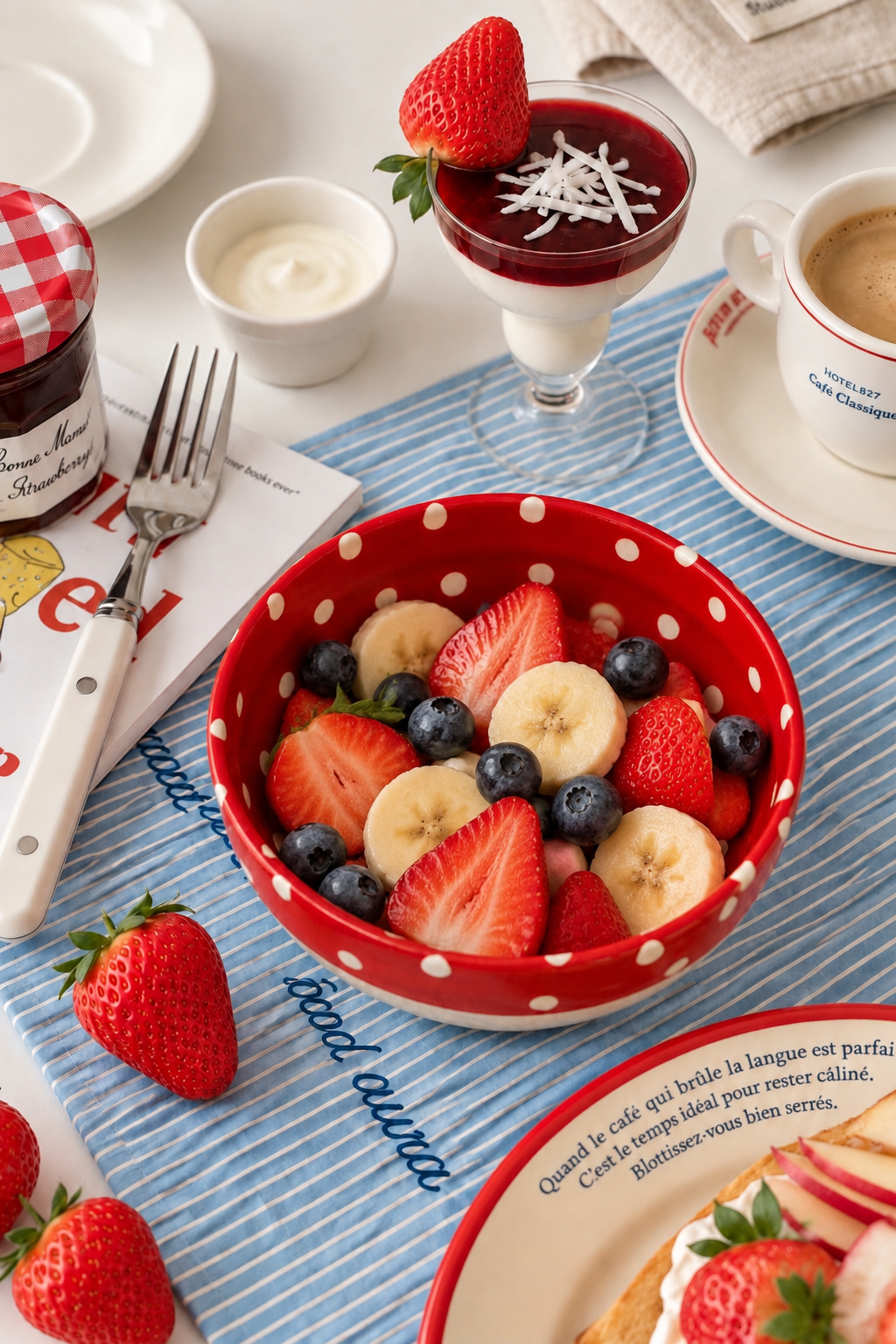 Cherry Red Polka Dot Ceramic Bowl