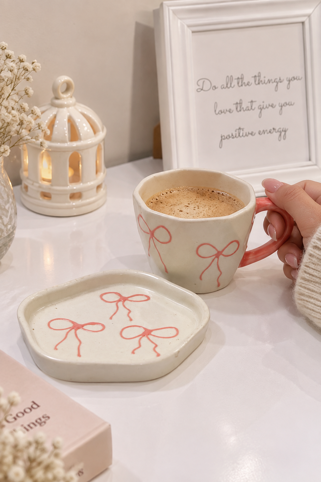 À La Bow Ceramic Cup & Saucer Set