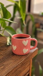 Pink 3D Pop Heart Handmade Coffee Mug