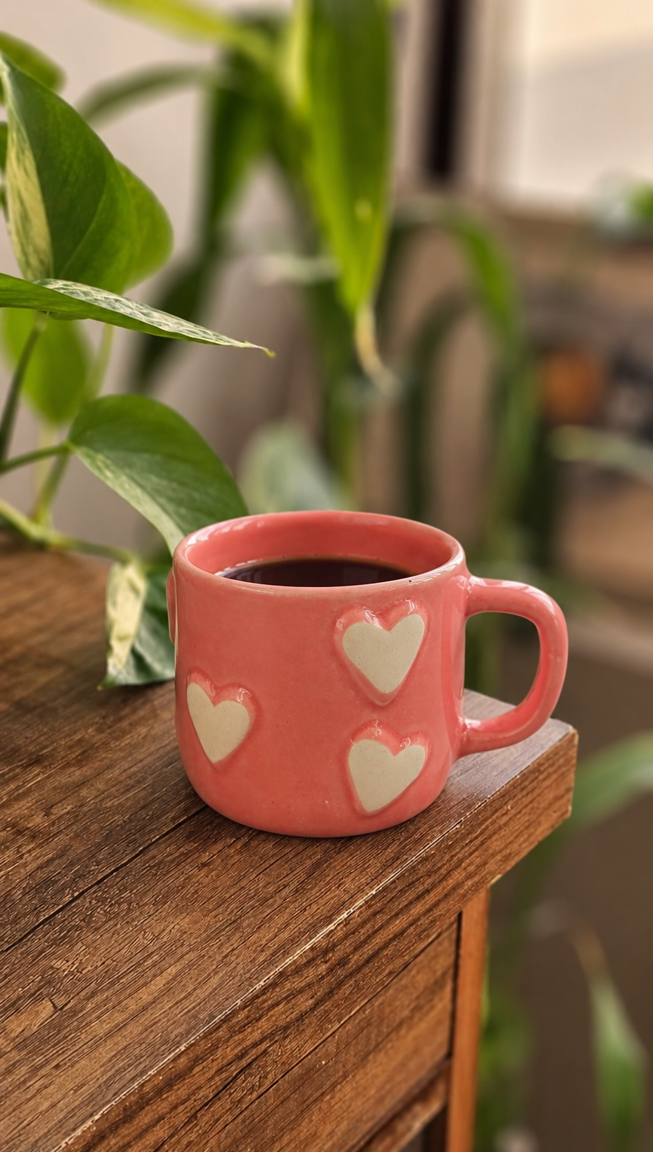 Pink 3D Pop Heart Handmade Coffee Mug