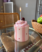 Pink Heart Stripe Ceramic Pinch Tumbler