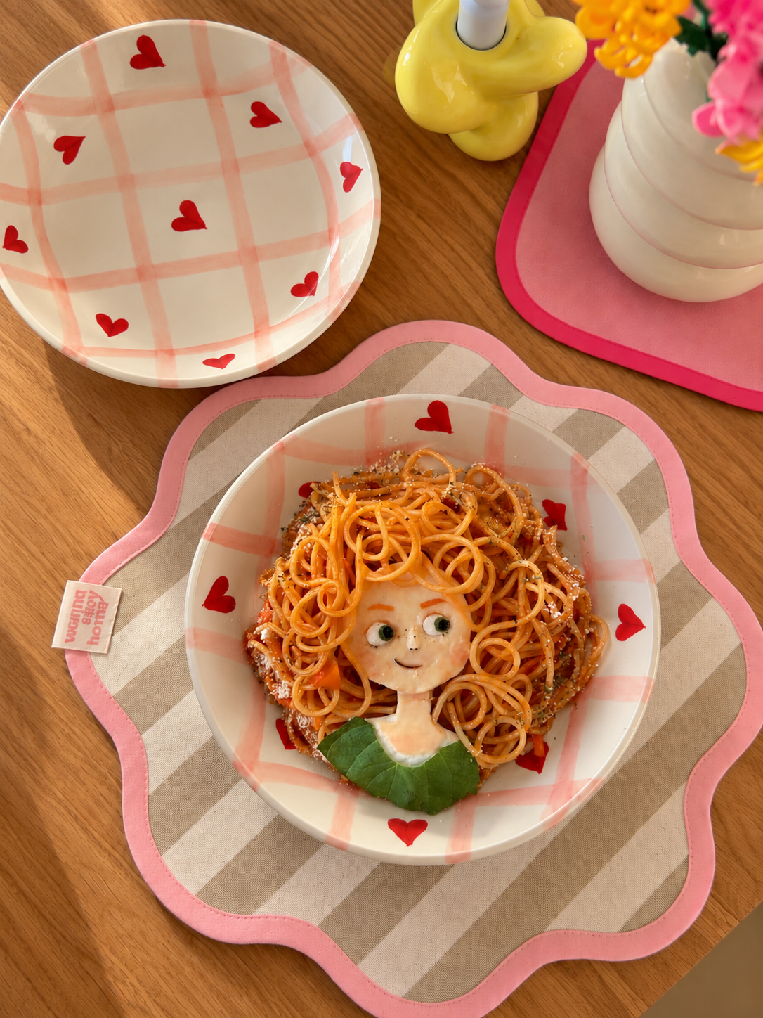 Love Checkered Pasta plate