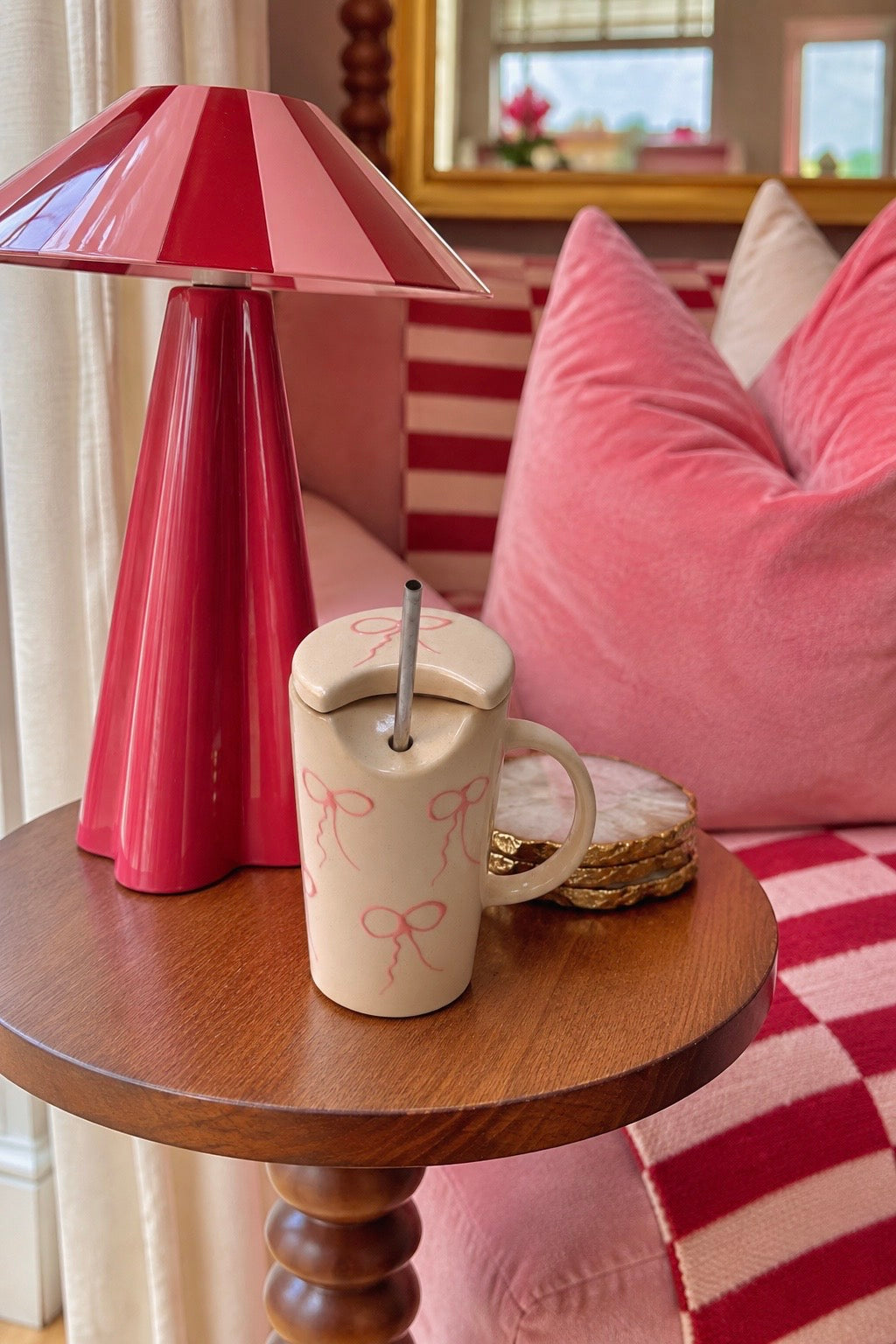 Pink Bow Ceramic Sipper Cup – Cute Gift
