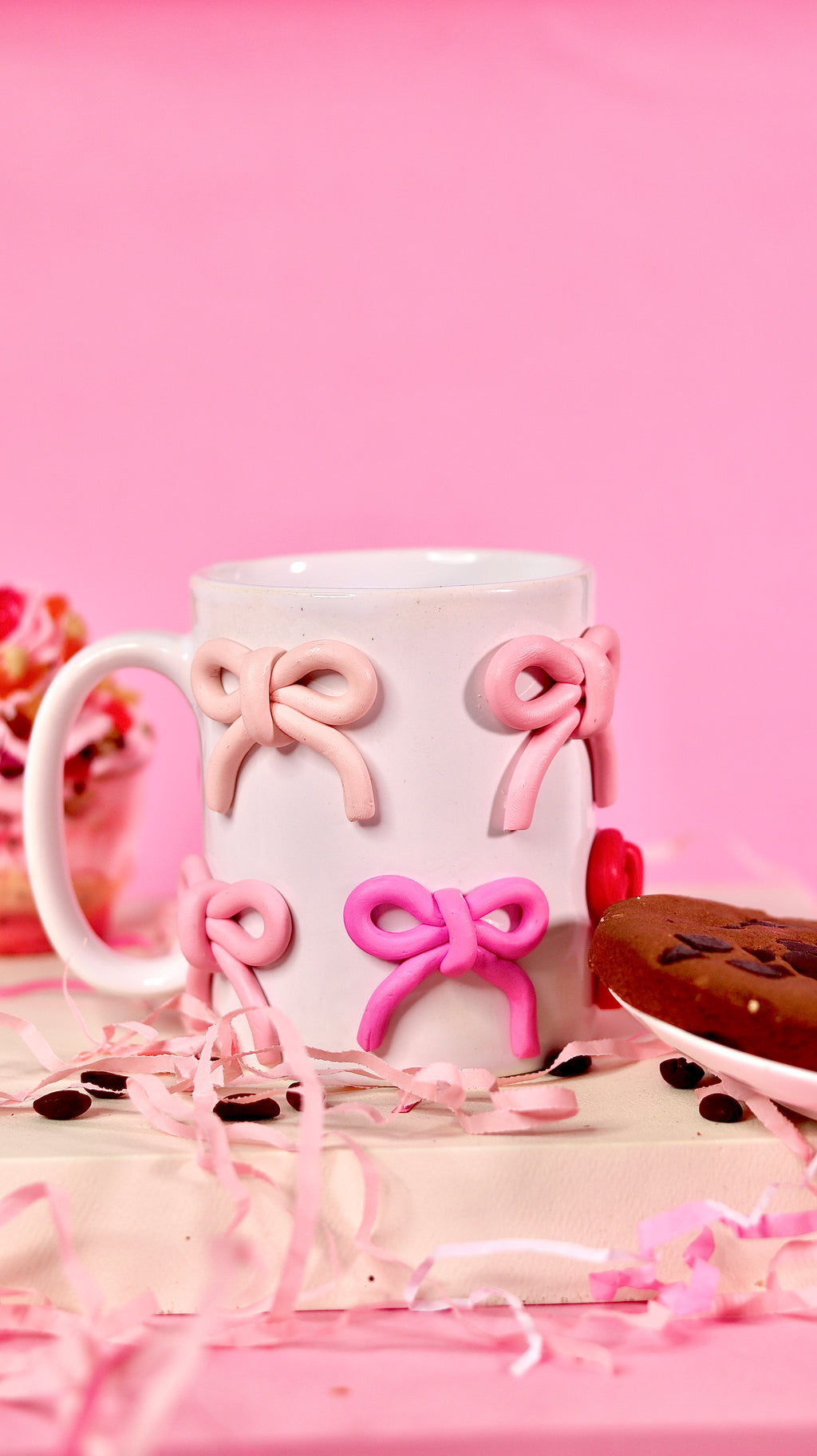 colourful 3d bow ceramic mug