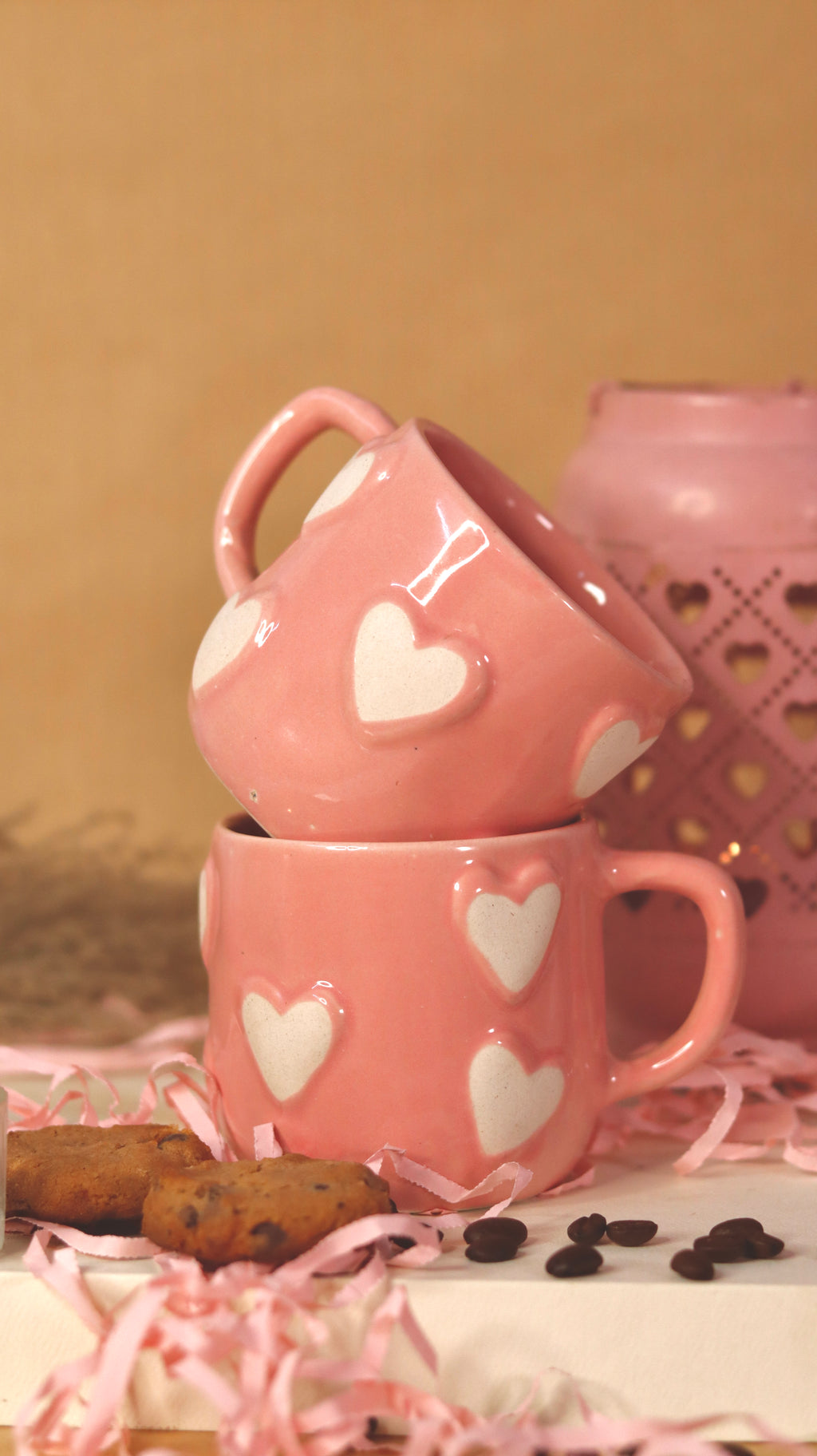 Pink 3d pop heart Mug