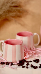 pink stripes ceramic mug