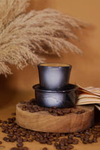 Black Dabara Kaapi-ya ceramic South Indian filter coffee set by KLAEORA