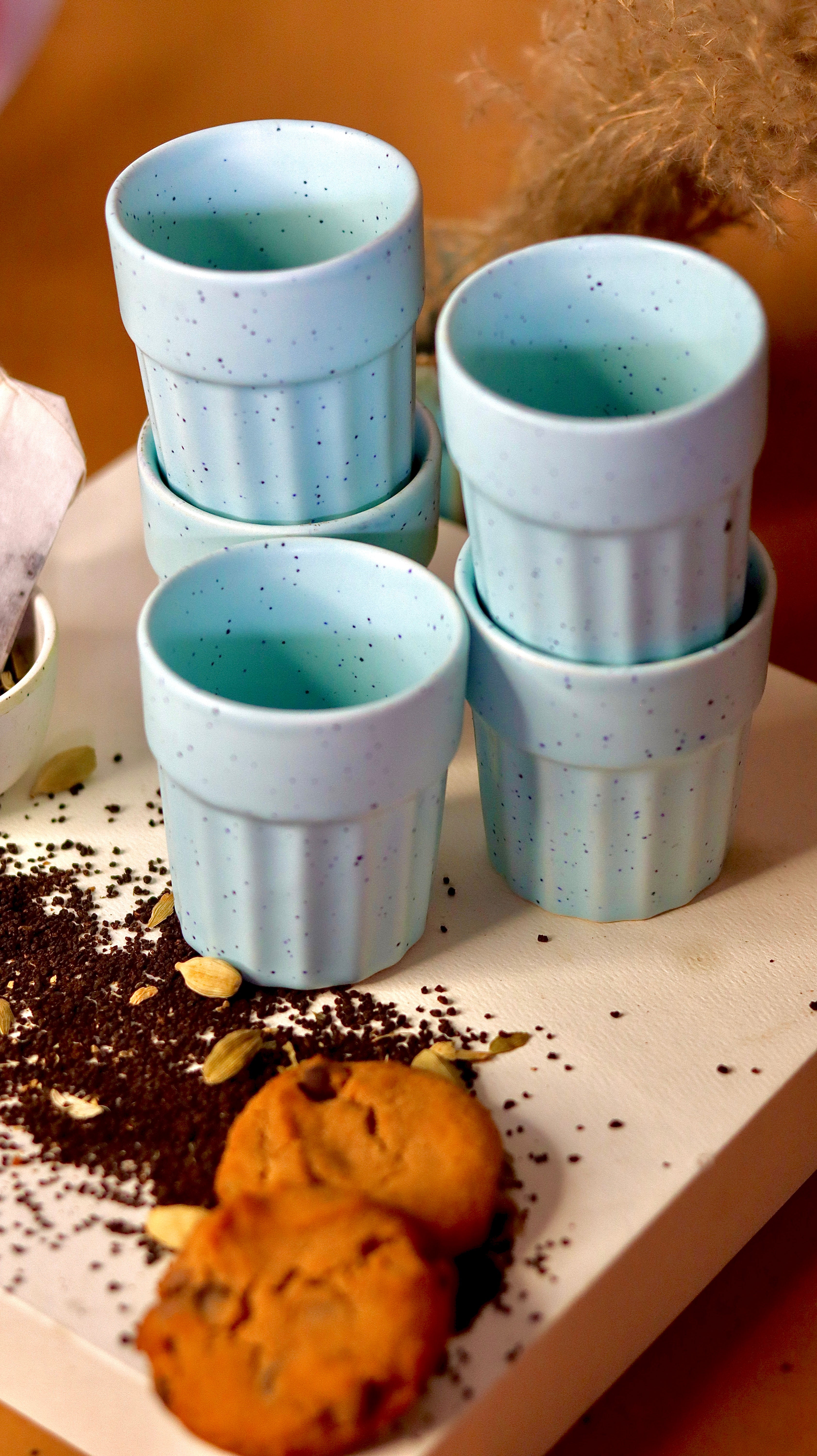 Kadak-e-Kulhad ceramic tea cups inspired by Indian cutting chai culture in pastel hues by KLAEORA