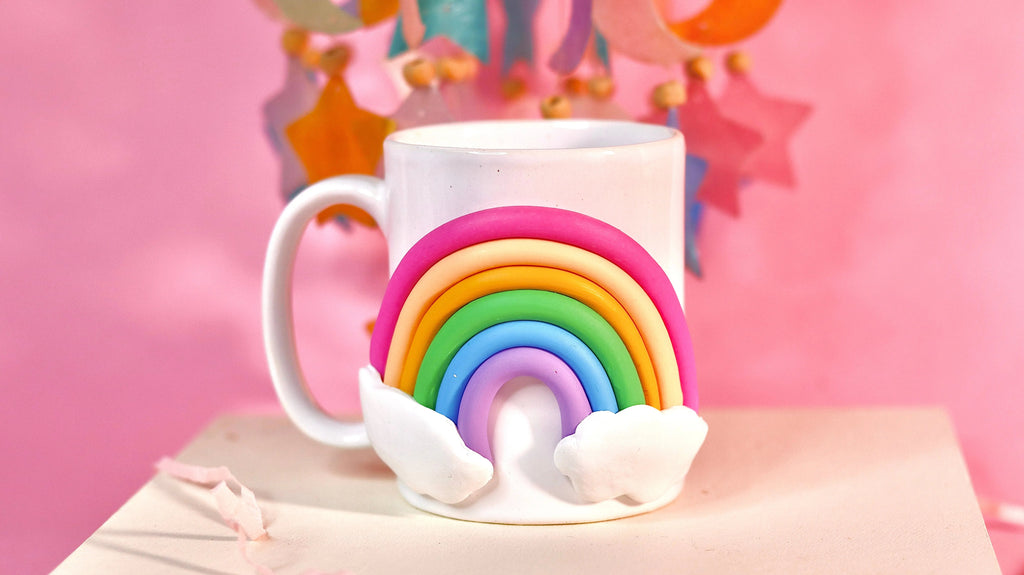  ceramic mug with 3D rainbow and cloud