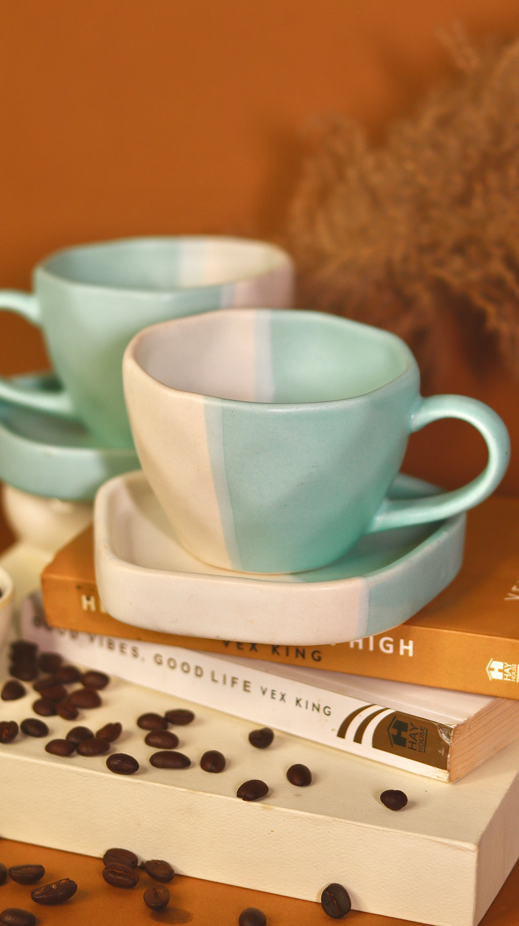 Blue and white ceramic cup and saucer
