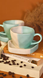 Blue and white ceramic cup and saucer
