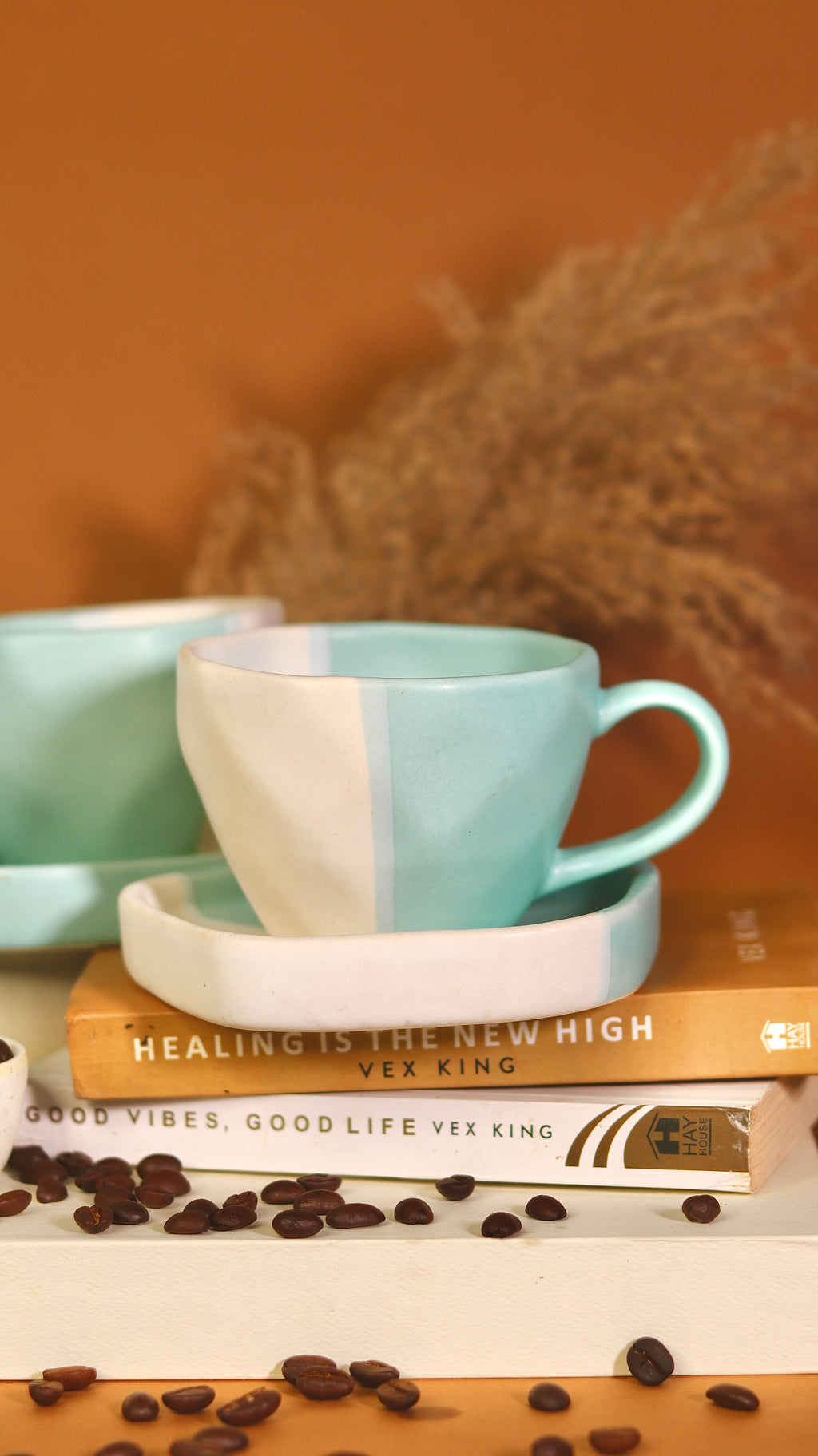 Blue and white ceramic cup and saucer
